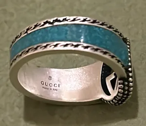 Gucci Interlocking G Turquoise Enamel Ring 14mm AG925 thumbnail 4