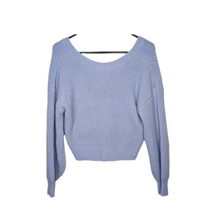 Lulus Blue Crop Reversible Knit Sweater XS‎ Balletcore Coquette Romantic Coastal thumbnail 2