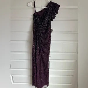 Mac Duggal 5622 Blackberry Sequin Embellished‎ Puff One Shoulder Gown Size 0 thumbnail 4