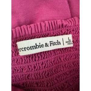 Abercrombie & Fitch Ruched Puff Sleeve Poplin Mini Dress Purple thumbnail 6