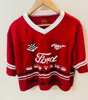 Ford Mustang crop top red thumbnail 1