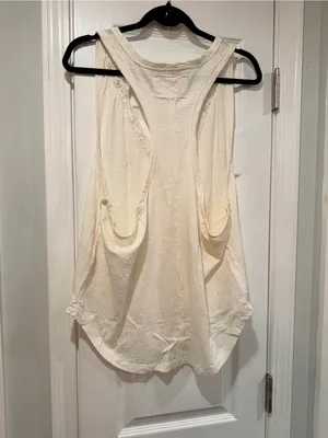 NWOT Free People We The Free Size L Cream Crochet Trim Racerback Layer Tank Top thumbnail 8