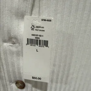 Banana Republic White Long Sleeve‎ ribbed Henley Tee large NWT thumbnail 5