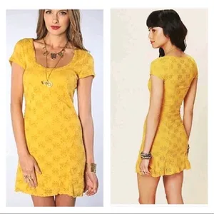 Intimately Free People‎ Daisy Godot square neck stretch lace skater dress M thumbnail 2