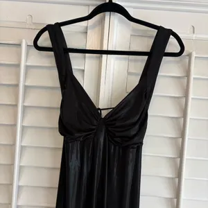 Zara Black Shimmer Halter‎ Neckline Maxi Dress Size Large thumbnail 3