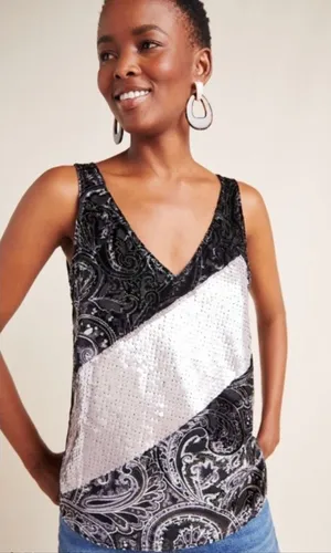 NWT Anthropologie tiny Cassandra sequin tank top‎ thumbnail 1