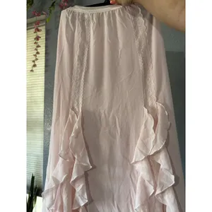 Thirty/Thirty L.A. Blush Pink Ruffle Lace High Low Maxi Skirt Size S Boho thumbnail 3