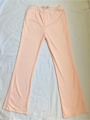 Pink Republic Y2K Pink Ribbed Flare Pajama Lounge Pants M thumbnail 1