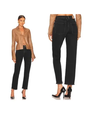 Free People Black A New Day Mid Rise Straight Leg Jeans 26 thumbnail 2
