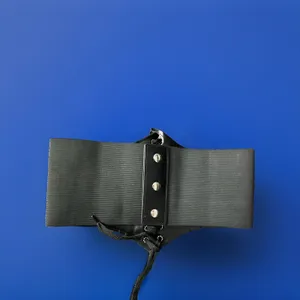 Black Wide Corset Waist Belt Lace Up Elastic Faux Leather gothic Small costume thumbnail 2