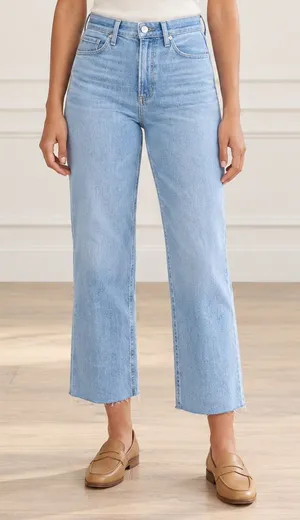 PAIGE Nellie Culotte Jeans Size 24 Harmonic Wide Leg Crop Mid Rise Light Wash thumbnail 1