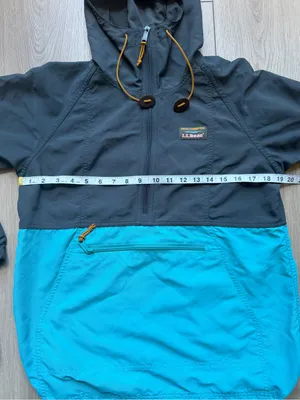 L.L. Bean Classic Two-Tone Color Block Hooded Anorak Jacket Teal & Charcoal XS thumbnail 6