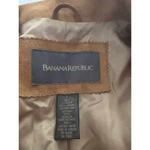 Vintage Y2K Banana Republic Genuine Leather Suede Coat Women Large Brown Jacket* thumbnail 3