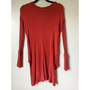 Free People Drippy Ventura Top Women XS Rust Waffle Knit Thermal Boho Red Orange thumbnail 7