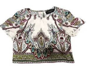 Akira Chicago black Label cropped lightweight multiprint‎ top sz S thumbnail 1