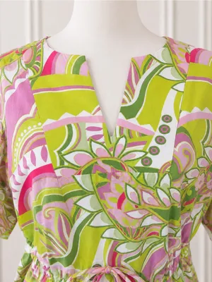 NWT Chloe+Rene Paisley Print Puff Sleeve Mini Dress Size Small Retro Mod Preppy thumbnail 3