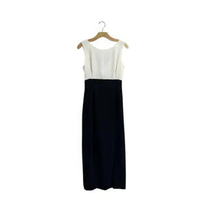 Vintage‎ Maggy London Colorblock Maxi Dress Black White Sheath Sz 4 thumbnail 3