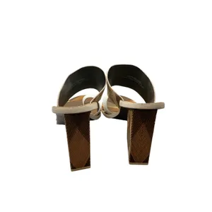 Tory Burch Geometric Marquetry Block Heel Sandals Brown White Leather 7.5M thumbnail 8