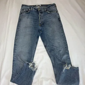 AGOLDE Nico High Rise Slim Jeans Womens 28 Blue Button-Fly Denim Distressed thumbnail 1