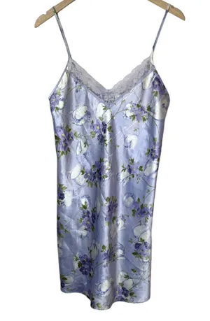 Gilligan & OMalley Floral Satin Slip Nightgown Dress Lace Trim Small thumbnail 9