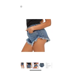 NWOT Topshop Kiri High Rise Curved Frayed Raw Hem Cut Off Denim Jeans Shorts 6 thumbnail 2