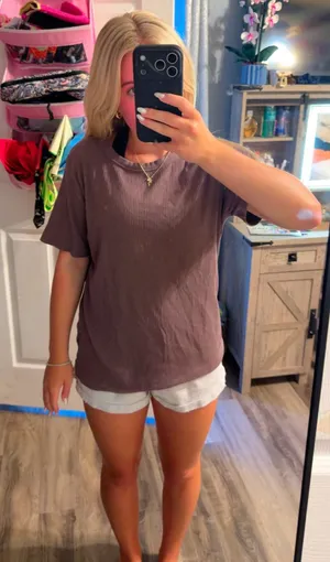 A New Day Brown Ribbed Top thumbnail 1