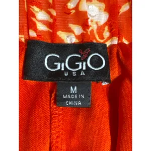 GiGiO Floral Sundress M Orange Smocked Tie Shoulder Ruffle Mini Dress Boho thumbnail 4