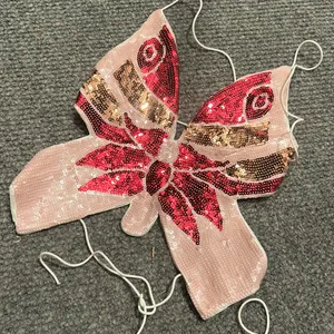 Non Signe Pink‎ Sequenced Butterfly Tie Up Top Pink Size XS thumbnail 1
