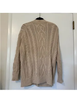 J. Crew Cableknit Chunky Fishermans Button Front Cardigan Sweater Womens Medium thumbnail 2