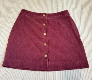 Old Navy Burgundy Corduroy Button-Front Mini Skirt thumbnail 1