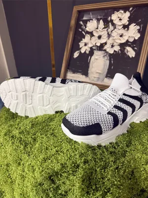 Knit Slip-On Athletic Sneakers in Black & White thumbnail 3