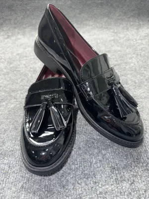 Franco Sarto Lucia Black Patent Tassel Loafers thumbnail 1