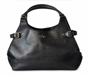 Kate Spade New York Black Leather Large Shoulder Bag Satchel Tote thumbnail 1