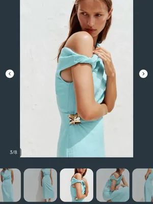 Zara Light Aqua Sheath Dress with Side Drape thumbnail 6