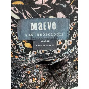 Maeve Anthropologie Amber Tiered Tunic Dress Black Floral Size XL Long Sleeve thumbnail 4