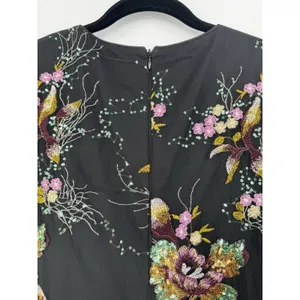 Belle Badgley Mischka Embroidered Sequin Floral Mesh Dress Size 8 Cocktail Party thumbnail 4