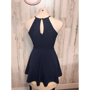 Speechless Navy Halter Lace Skater Dress Size 3 thumbnail 4