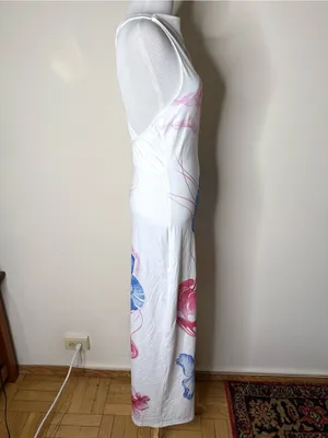 Commense White Semi Sheer Ocean Print Maxi Dress thumbnail 7