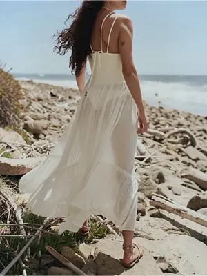 Free People Ivory Gauzy Maxi Dress Size Small thumbnail 2