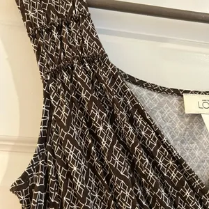 Loft Sun Dress Brown White Geometric Print Size 4 thumbnail 4