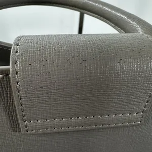 Furla Satchel Crossbody Bag Womens Small Gray Leather Top Handle Gold Hardware thumbnail 7