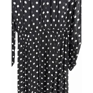 J. Crew Long-Sleeve Chiffon‎ Midi Dress Black Polka Dot Women's Size Small thumbnail 8