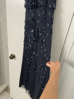 Adrianna Papell Halter Floral Sequin Maxi Prom Gown Blue NEW thumbnail 9