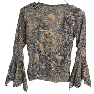 Vintage Y2K Younique Paisley Bell Sleeve Top M Whimsigoth Fairy Grunge Boho thumbnail 2
