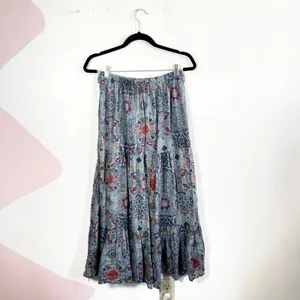 Patchwork Tiered Maxi‎ Skirt Made In Italy Sz Small Cottagecore Festival Hippie thumbnail 2