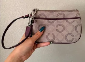 Vintage Purple and Tan Coach Wristlet thumbnail 1
