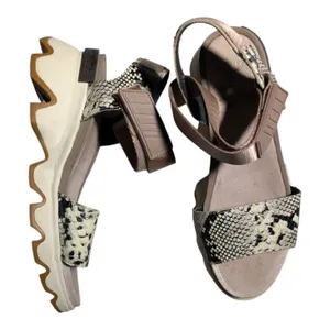 Sorel Kinetic Impact Mauve Vapor Snakeskin Printed Leather and Nylon Sandals 7 thumbnail 1