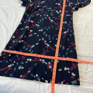 Ann Taylor Dress Short Sleeve Navy Floral Knee Length Small Cottage thumbnail 6