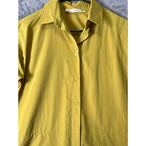 ACHRO Yellow Button Down Shirt Dress Size Lightweight Collared‎ 3/4 Sleeve Small thumbnail 2