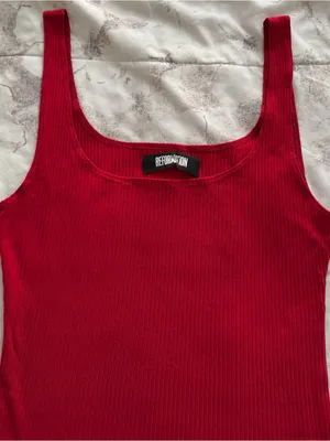 Reformation Carla red ribbed Sleeveless Square-Neck Tank Top, size S Made in USA thumbnail 14